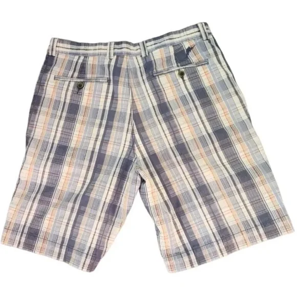 Tommy Bahama Jeans Mens Shorts size 34 Cargo Plaid Blue Silk Cottn Blend - Picture 2 of 5
